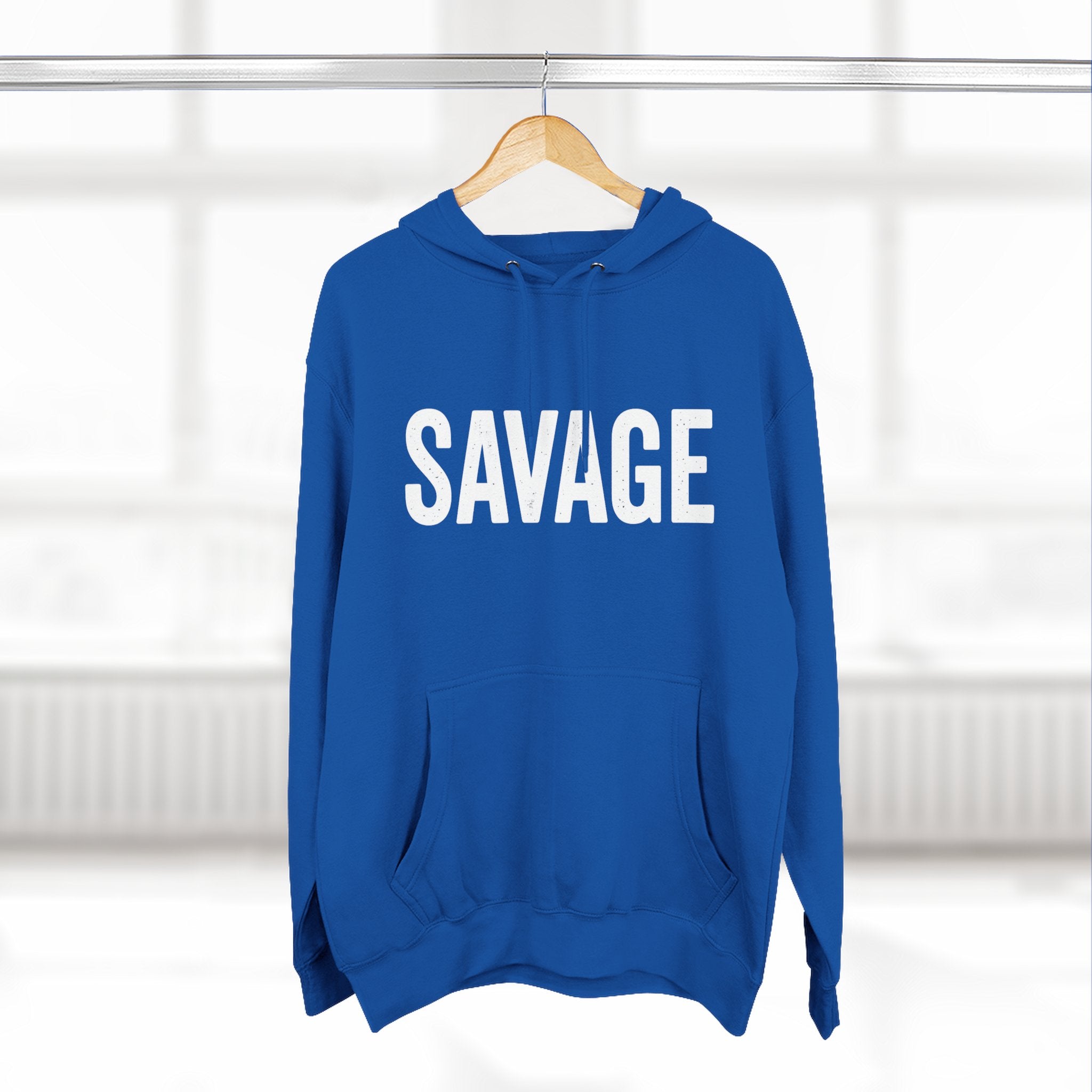 Savage Three-Panel Fleece Hoodie, Cozy Streetwear, Gift for Trendsetters, Fall Fashion, Casual Wear, Unique Hoodie