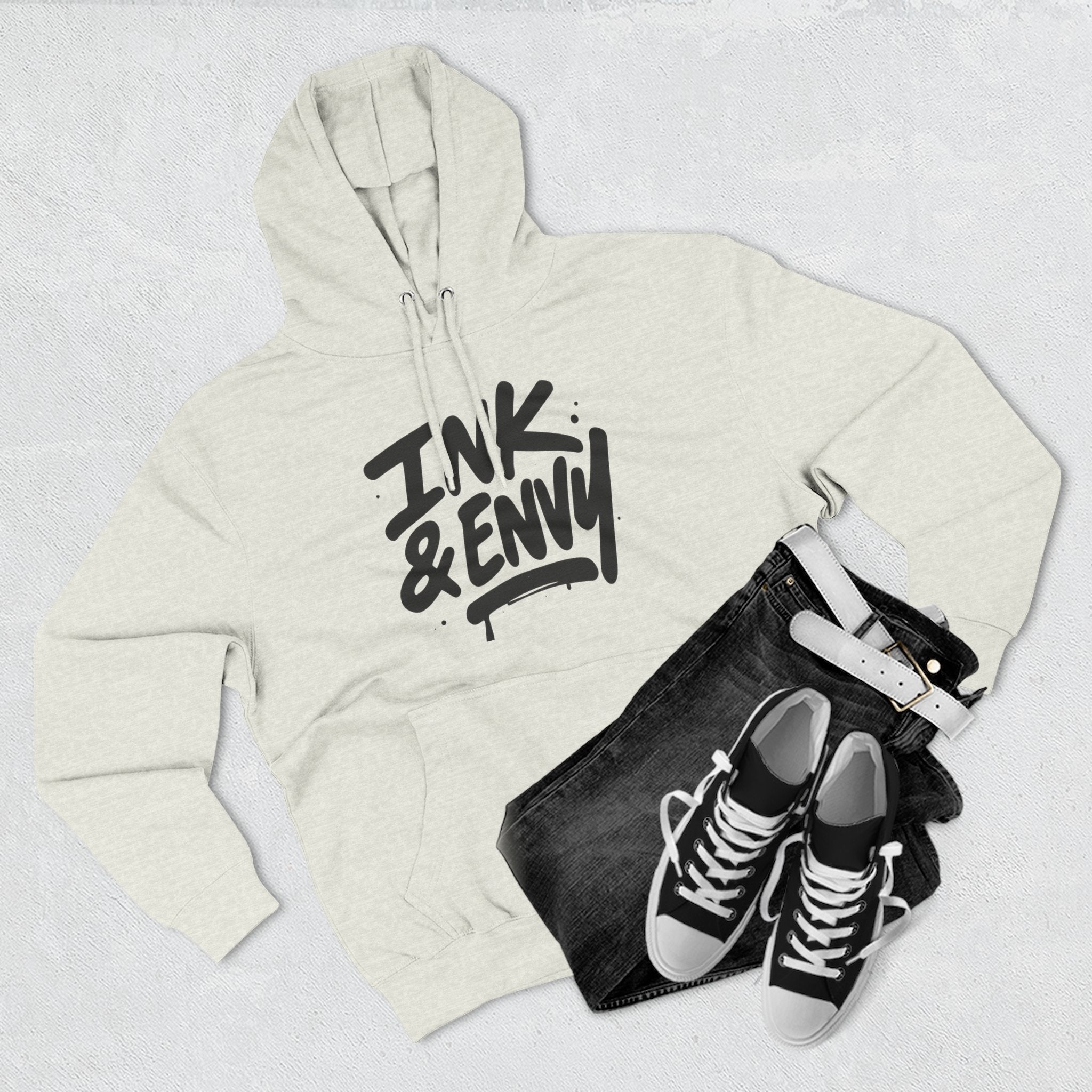 Stylish Fleece Hoodie with Ink & Envy Design, Cozy Streetwear, Gift for Him/Her/Friends, Casual Wear, Trendy Apparel