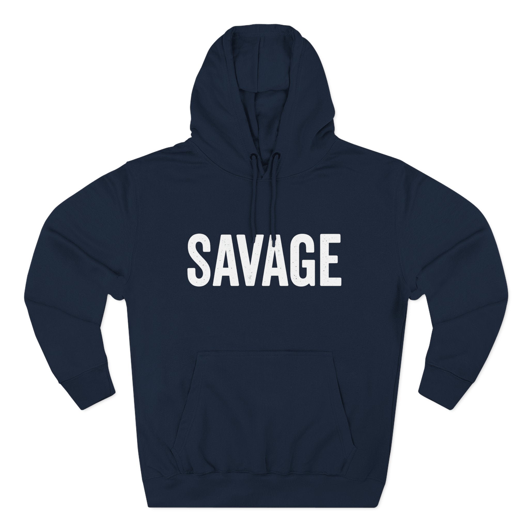 Savage Three-Panel Fleece Hoodie, Cozy Streetwear, Gift for Trendsetters, Fall Fashion, Casual Wear, Unique Hoodie