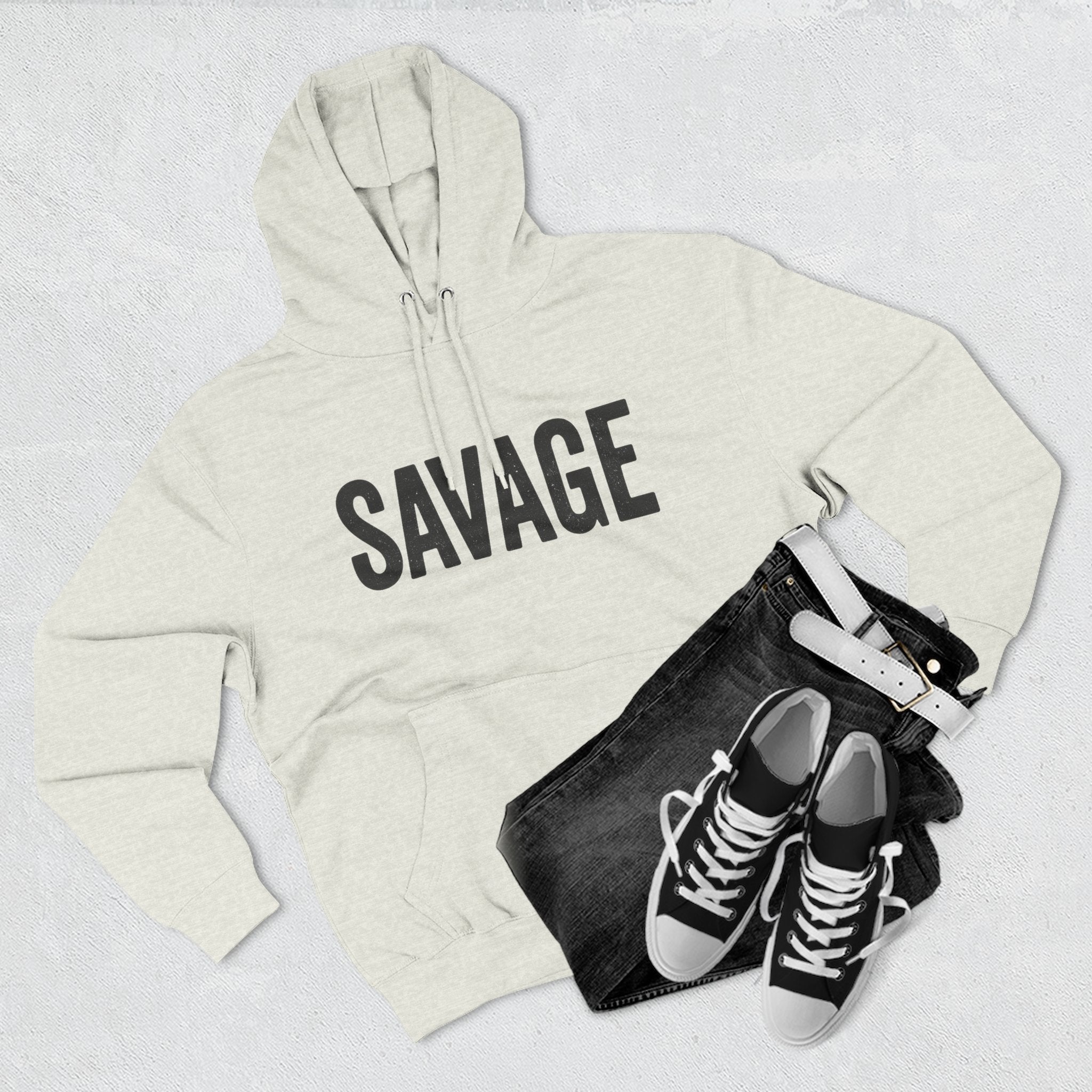 Savage Three-Panel Fleece Hoodie | Trendy Streetwear, Cozy Loungewear, Gift for Her, Unisex Fashion, Casual Outfit