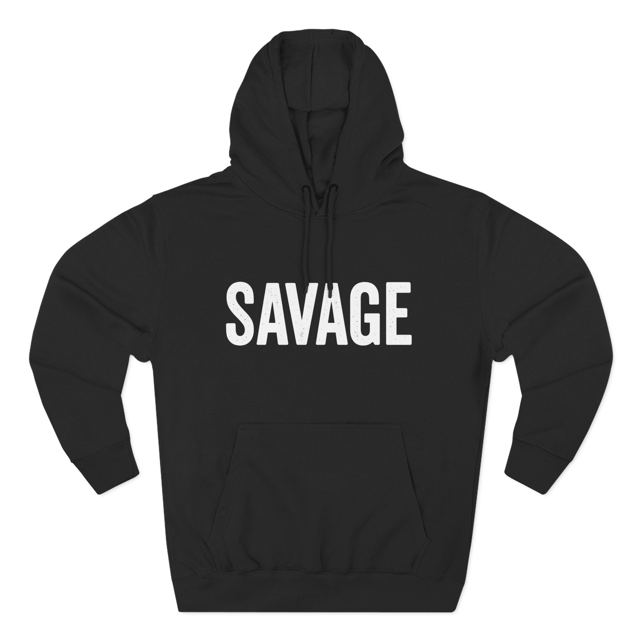 Savage Three-Panel Fleece Hoodie, Cozy Streetwear, Gift for Trendsetters, Fall Fashion, Casual Wear, Unique Hoodie